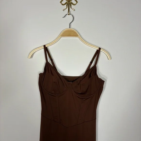 Brown Corset Evening Gown with Built-In Shapewear and Bra (Wedding Guest, Prom) - Picture 8 of 10